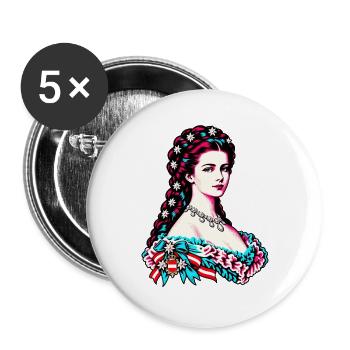 Kaiserin Österreich Pop Art mit Edelweiß - Buttons groß 56 mm (5er Pack) - Weiß - Vorne