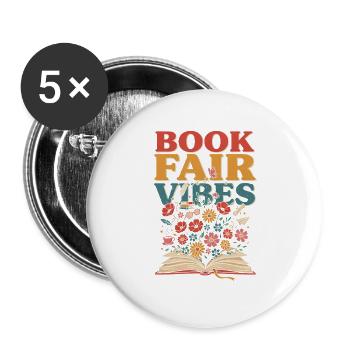 Buchmesse-Vibes - Buttons groß 56 mm (5er Pack) - Weiß - Vorne