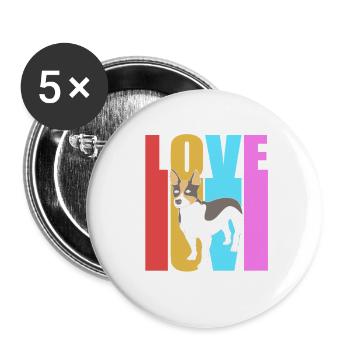 Rat Terrier - Buttons groß 56 mm (5er Pack) - Weiß - Vorne