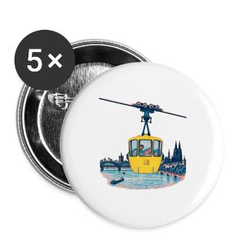 Kölner Seilbahn Risograph - Buttons groß 56 mm (5er Pack) - Weiß - Vorne
