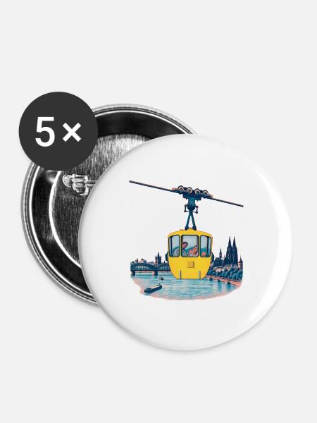 Kölner Seilbahn Risograph - Buttons groß 56 mm (5er Pack) - Weiß
