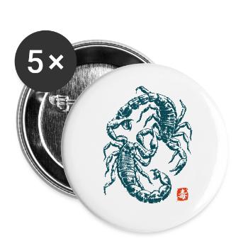Skorpion Sternzeichen Horoskop Wüste Kanji - Buttons groß 56 mm (5er Pack) - Weiß - Vorne