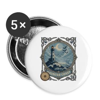 Haunted Coast Leuchtturm Küste - Buttons groß 56 mm (5er Pack) - Weiß - Vorne