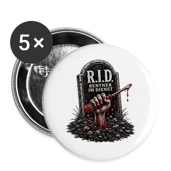 Rentner im Dienst - Buttons groß 56 mm (5er Pack) - Weiß - Vorne