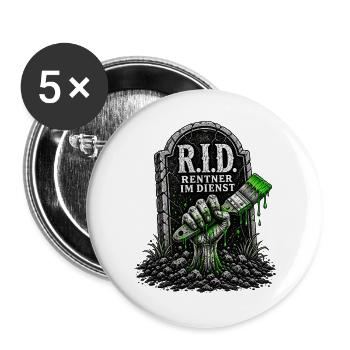 Rentner im Dienst - Buttons groß 56 mm (5er Pack) - Weiß - Vorne