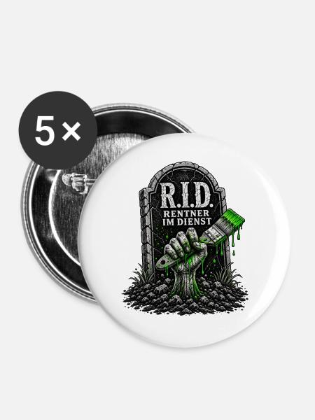 Rentner im Dienst - Buttons groß 56 mm (5er Pack) - Weiß