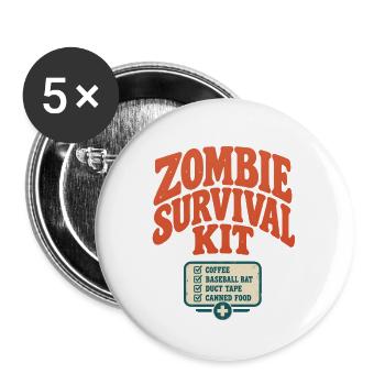 Zombie Survival Kit - Buttons groß 56 mm (5er Pack) - Weiß - Vorne