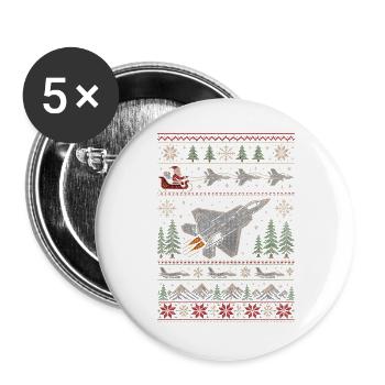 F22 Raptor Weihnachtspullover - Buttons groß 56 mm (5er Pack) - Weiß - Vorne