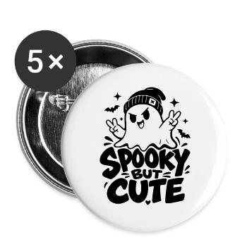 Spooky But Cute - Buttons groß 56 mm (5er Pack) - Weiß - Vorne