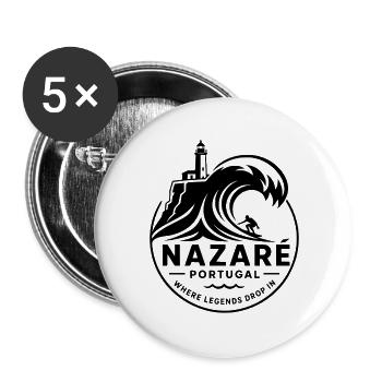 Nazaré Big Wave - Buttons groß 56 mm (5er Pack) - Weiß - Vorne