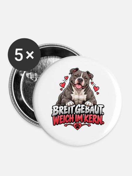 Weicher Bully - Buttons groß 56 mm (5er Pack) - Weiß