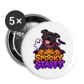 Spooky Staffy - Buttons groß 56 mm (5er Pack) - Weiß - Vorne