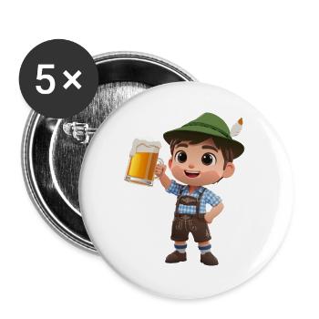 Bierhelm – Prost beinand - Buttons groß 56 mm (5er Pack) - Weiß - Vorne