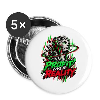 Profit über Realität Neon-Glitch - Buttons groß 56 mm (5er Pack) - Weiß - Vorne