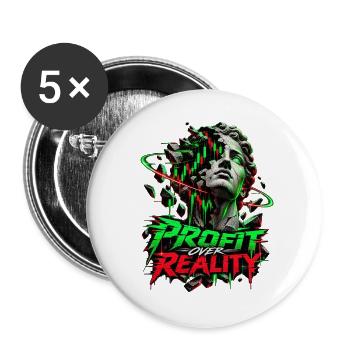 Profit Over Reality Neon Break - Buttons groß 56 mm (5er Pack) - Weiß - Vorne