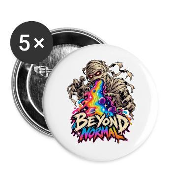 Beyond Normal: Mumie im Regenbogenrausch - Buttons groß 56 mm (5er Pack) - Weiß - Vorne
