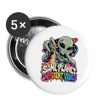 Gleicher Planet, andere Vibes - Buttons groß 56 mm (5er Pack) - Weiß - Vorne