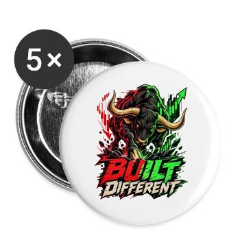 Stier im Trading-Stil - Buttons groß 56 mm (5er Pack) - Weiß - Vorne