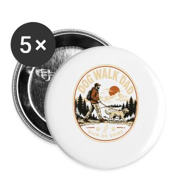 Dog Walk Dad – Rain or Shine Retriever - Buttons groß 56 mm (5er Pack) - Weiß - Vorne