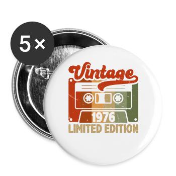 Jubiläums-Limited Edition Vintage-Kassette 1976 - Buttons groß 56 mm (5er Pack) - Weiß - Vorne