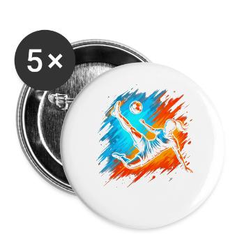 Fußballerin Fußballspielerin Kinder Damen Fußball  - Buttons groß 56 mm (5er Pack) - Weiß - Vorne