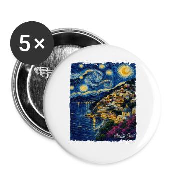 Italien Mediterran Amalfi Coast Sternennacht - Buttons groß 56 mm (5er Pack) - Weiß - Vorne