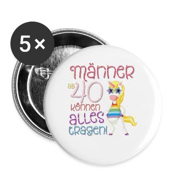 Geburtstag Männer 40 Können Alles Tragen - Buttons groß 56 mm (5er Pack) - Weiß - Vorne