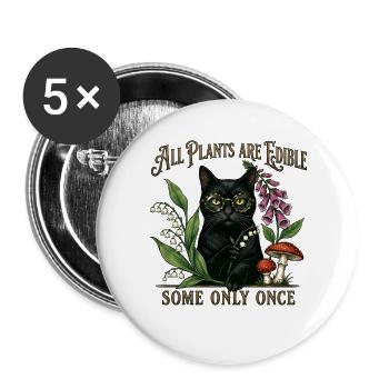 Pflanzen Essbar Katze Brille - Buttons groß 56 mm (5er Pack) - Weiß - Vorne