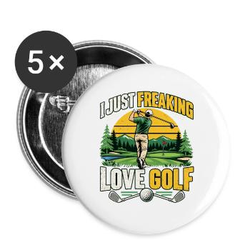 Golfspieler Golf Golfer Geschenke - Buttons groß 56 mm (5er Pack) - Weiß - Vorne