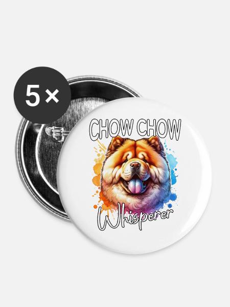Chowchow Flüsterer - Buttons groß 56 mm (5er Pack) - Weiß
