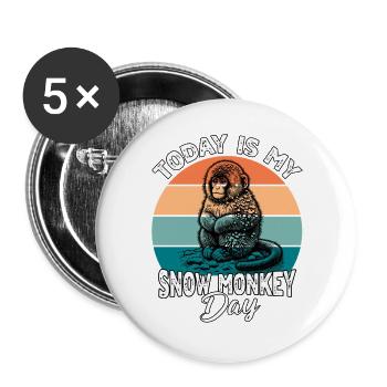 Schneeaffe Snow Monkey - Buttons groß 56 mm (5er Pack) - Weiß - Vorne