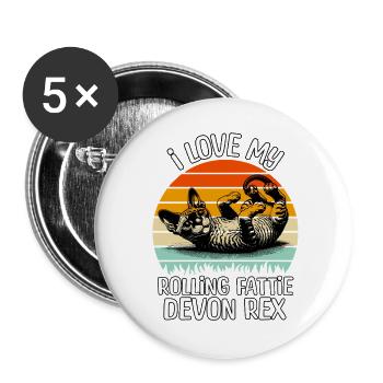 Lustige Devon Rex - Buttons groß 56 mm (5er Pack) - Weiß - Vorne