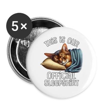 Abessinierkatze Schlafshirt - Buttons groß 56 mm (5er Pack) - Weiß - Vorne