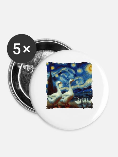Gans Starry Night - Buttons groß 56 mm (5er Pack) - Weiß