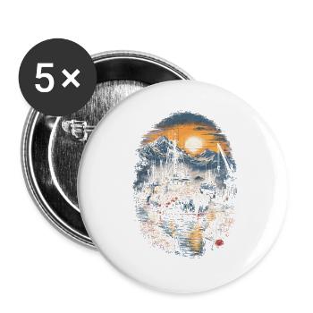 Alaska Königskrabben - Buttons groß 56 mm (5er Pack) - Weiß - Vorne
