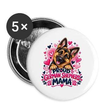 Stolze Deutsche Schäferhund-Mama - Buttons groß 56 mm (5er Pack) - Weiß - Vorne