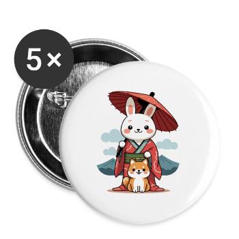 Cute Space Bunny Astronaut Design - Buttons groß 56 mm (5er Pack) - Weiß - Vorne