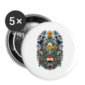 Ägypten | Pyramiden, Horus & Nil - Buttons groß 56 mm (5er Pack) - Weiß - Vorne