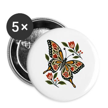 Schmetterlinge Schöner Schmetterling - Buttons groß 56 mm (5er Pack) - Weiß - Vorne