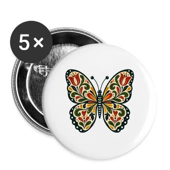 Schmetterlinge Schöner Schmetterling - Buttons groß 56 mm (5er Pack) - Weiß - Vorne