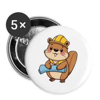 Biber-Architekt - Buttons groß 56 mm (5er Pack) - Weiß - Vorne
