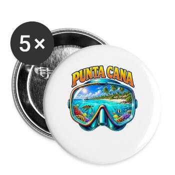 Punta Cana Tauchen Schnorcheln Karibik Urlaub - Buttons groß 56 mm (5er Pack) - Weiß - Vorne