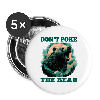 Wilder Bär im Vollmond – Outdoor & Natur Spruch - Buttons groß 56 mm (5er Pack) - Weiß - Vorne
