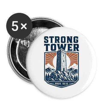 Starke Turm-Sprichwörter - Buttons groß 56 mm (5er Pack) - Weiß - Vorne