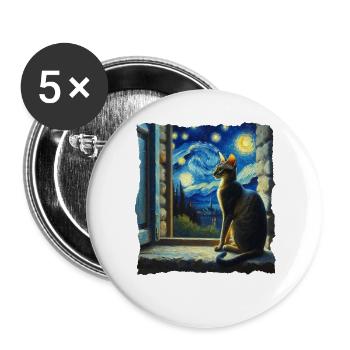 Orientalisch Kurzhaar Starry Night - Buttons groß 56 mm (5er Pack) - Weiß - Vorne