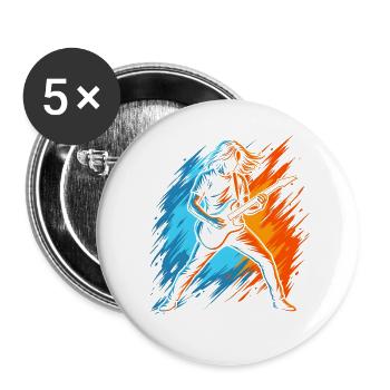Gitarrist Herren Jungen Kinder Gitarre - Buttons groß 56 mm (5er Pack) - Weiß - Vorne