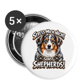 Australian Shepherd  - Buttons groß 56 mm (5er Pack) - Weiß - Vorne