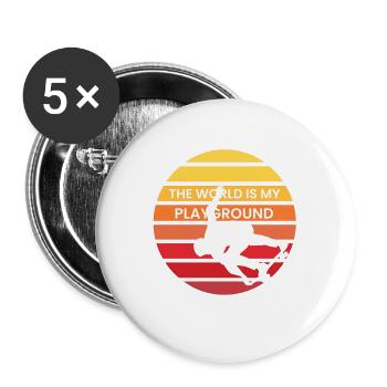 Die Welt ist mein Spielplatz - Buttons groß 56 mm (5er Pack) - Weiß - Vorne