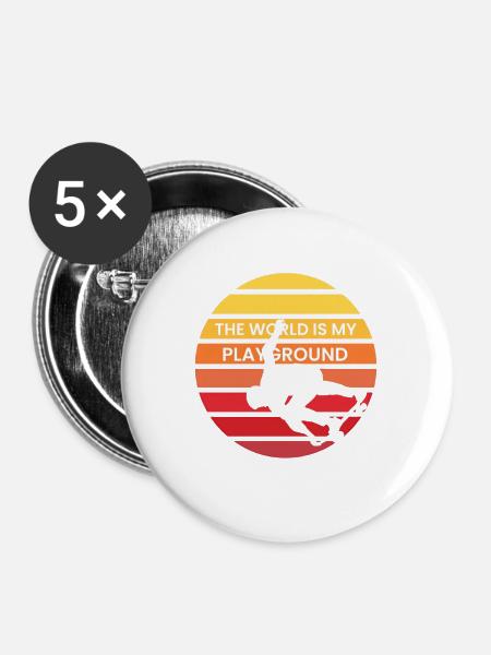 Die Welt ist mein Spielplatz - Buttons groß 56 mm (5er Pack) - Weiß