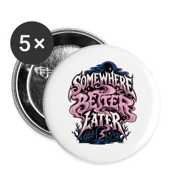 Zwischen Welten Pinker Nebel - Buttons groß 56 mm (5er Pack) - Weiß - Vorne